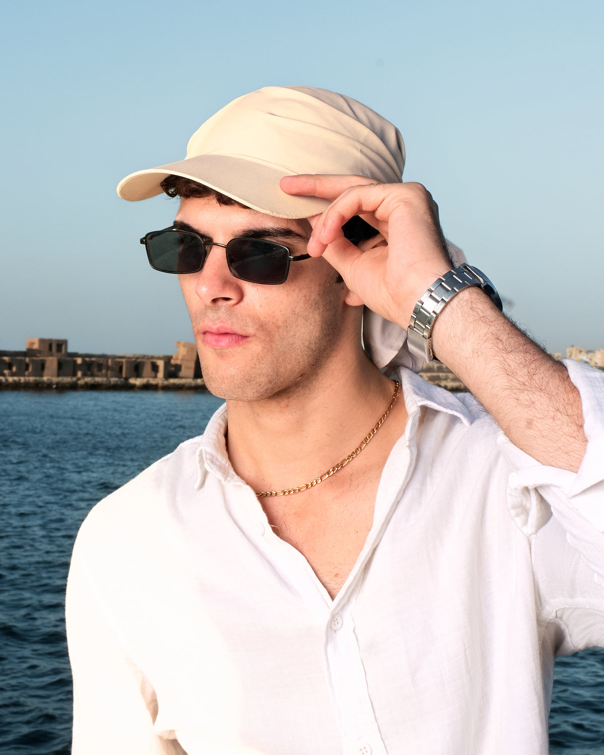Hikage Tie Hat (White beige )
